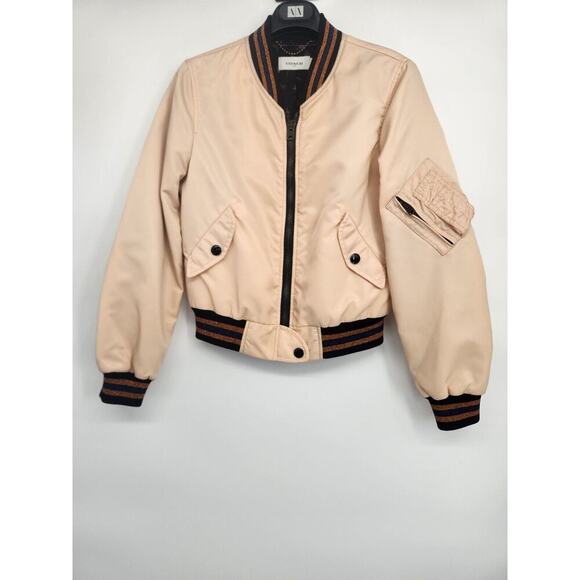 Coach 1941 Women's Satin Bomber Jacket Size 2 Beige #2J418 - Picture 1 of 12